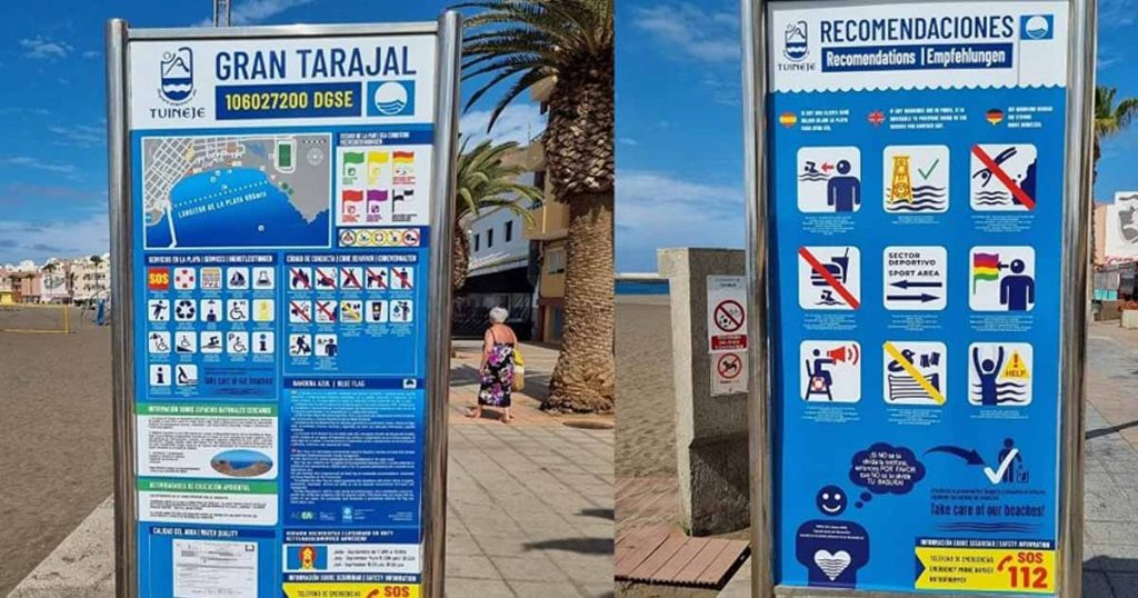 Finalizan trabajos de balizamiento y actualización de carteles informativos en Playa de Gran Tarajal