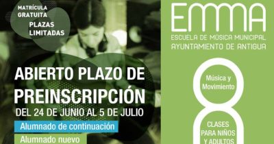 La Escuela de Música Municipal de Antigua regresa en Octubre con más plazas e instrumentos